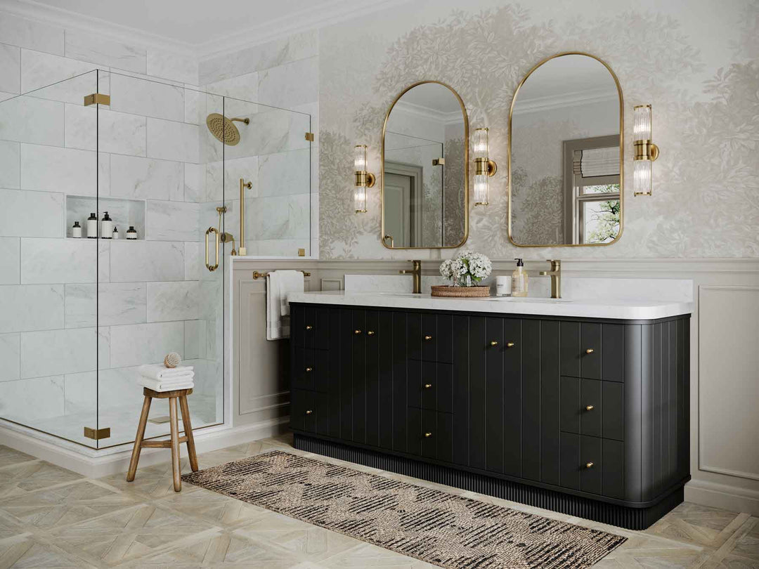 Houston 84 in. W x 22 in. D Free Standing Curved Edge Double Sink Bathroom Vanity - Willow Bath and Vanity