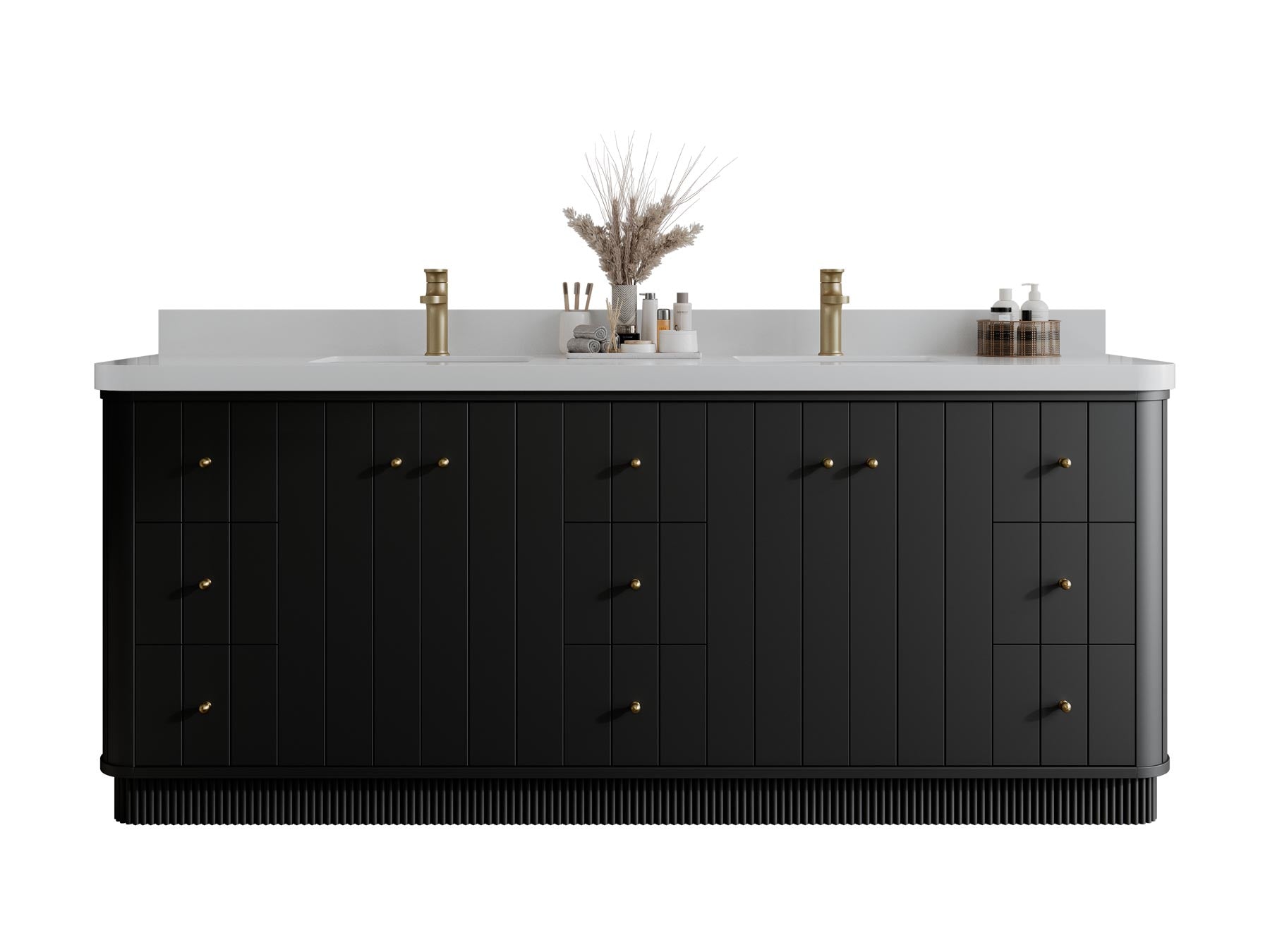 Houston 84 in. W x 22 in. D Free Standing Curved Edge Double Sink Bathroom Vanity - Willow Bath and Vanity