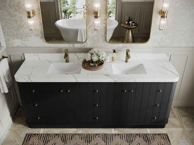 Houston 84 in. W x 22 in. D Free Standing Curved Edge Double Sink Bathroom Vanity - Willow Bath and Vanity