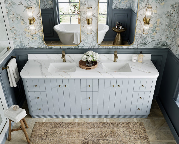 Houston 84 in. W x 22 in. D Free Standing Curved Edge Double Sink Bathroom Vanity - photo 10