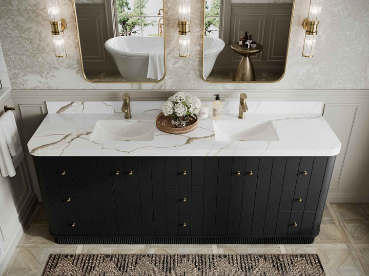 Houston 84 in. W x 22 in. D Free Standing Curved Edge Double Sink Bathroom Vanity - photo 6