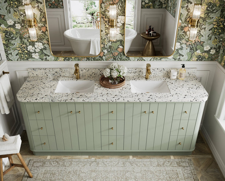 Houston 84 in. W x 22 in. D Free Standing Curved Edge Double Sink Bathroom Vanity - photo 15