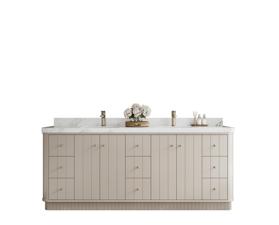 Houston 84 in. W x 22 in. D Free Standing Curved Edge Double Sink Bathroom Vanity - Willow Bath and Vanity