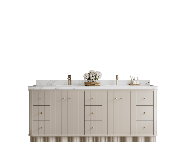 Houston 84 in. W x 22 in. D Free Standing Curved Edge Double Sink Bathroom Vanity - photo 1