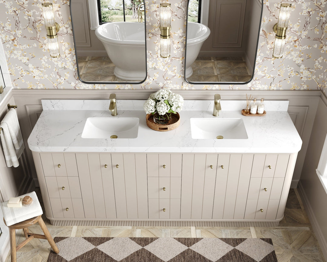 Houston 84 in. W x 22 in. D Free Standing Curved Edge Double Sink Bathroom Vanity - Willow Bath and Vanity