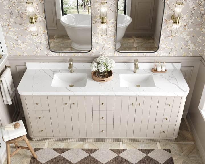 Houston 84 in. W x 22 in. D Free Standing Curved Edge Double Sink Bathroom Vanity - photo 11