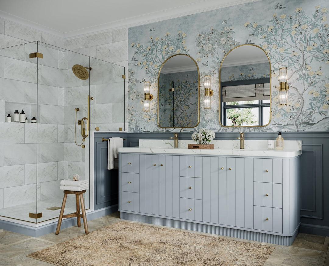 Houston 84 in. W x 22 in. D Free Standing Curved Edge Double Sink Bathroom Vanity - Willow Bath and Vanity