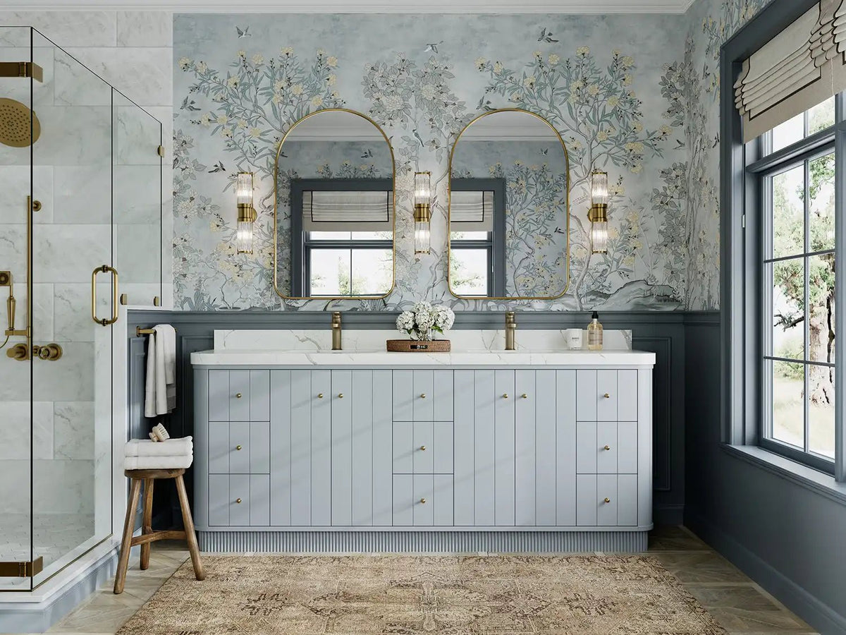 Houston 84 in. W x 22 in. D Free Standing Curved Edge Double Sink Bathroom Vanity - Willow Bath and Vanity