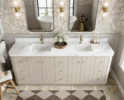 Houston 84 in. W x 22 in. D Free Standing Curved Edge Double Sink Bathroom Vanity - Willow Bath and Vanity