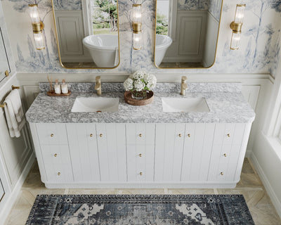 Houston 84 in. W x 22 in. D Free Standing Curved Edge Double Sink Bathroom Vanity - Willow Bath and Vanity