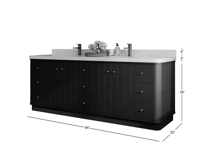 Houston 84 in. W x 22 in. D Free Standing Curved Edge Double Sink Bathroom Vanity - photo 5