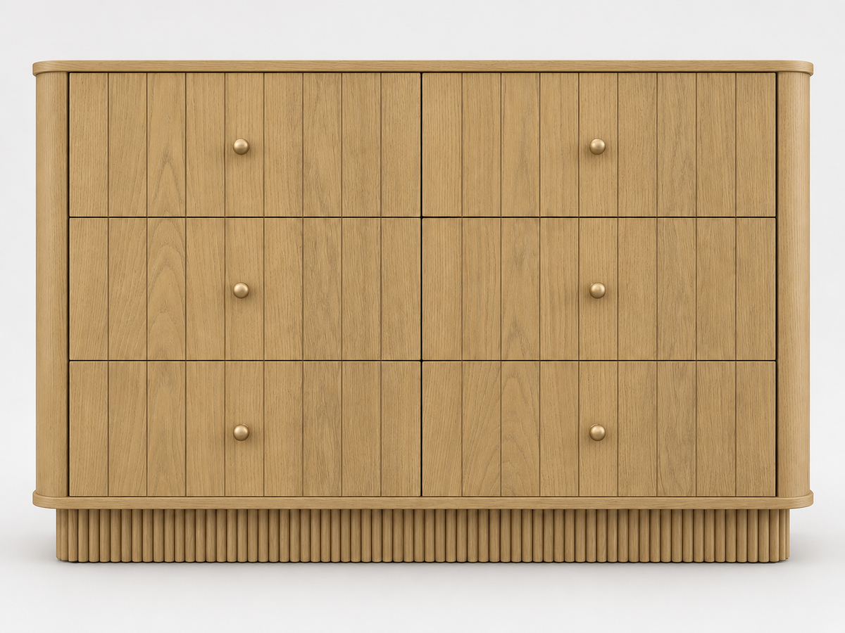 Front studio rendering of Houston 50-inch Dresser in Nordic White Oak