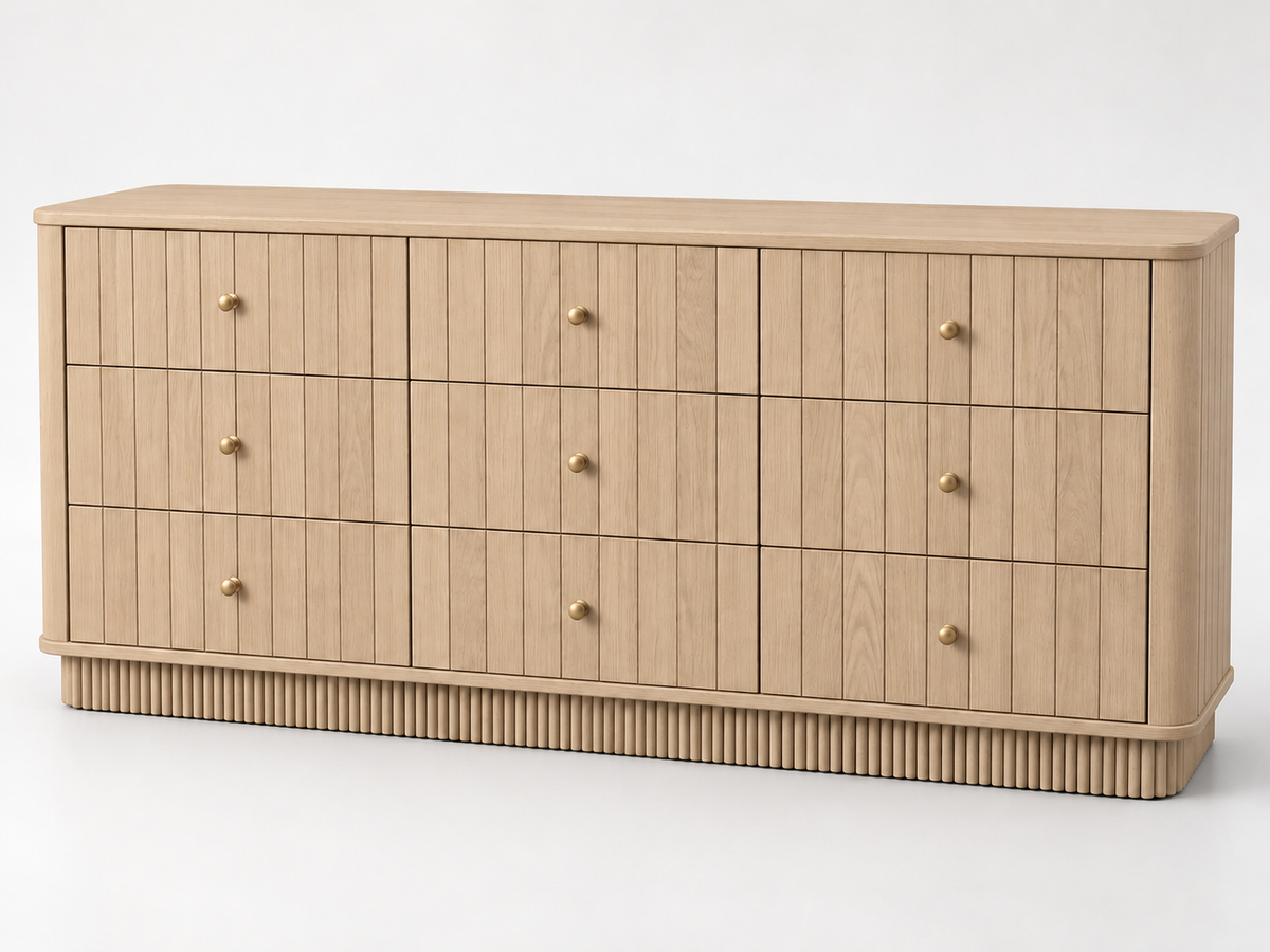 Houston 72-Inch Dresser in Nordic White Oak — white studio view.