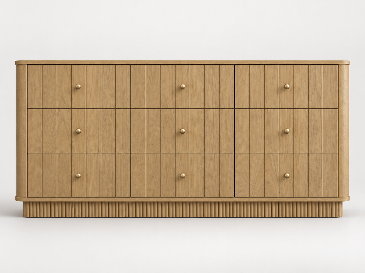 Front studio rendering of Houston 72-inch Dresser in Nordic White Oak