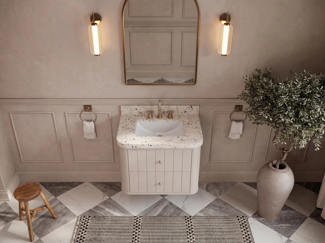 Houston Floating 30 in. W x 22 in. D Single Sink Bathroom Vanity | 
              
                Fine Grain Linen Beige
                
                  
             - HOU_FLT_FNG_CARM_30 - photo №10