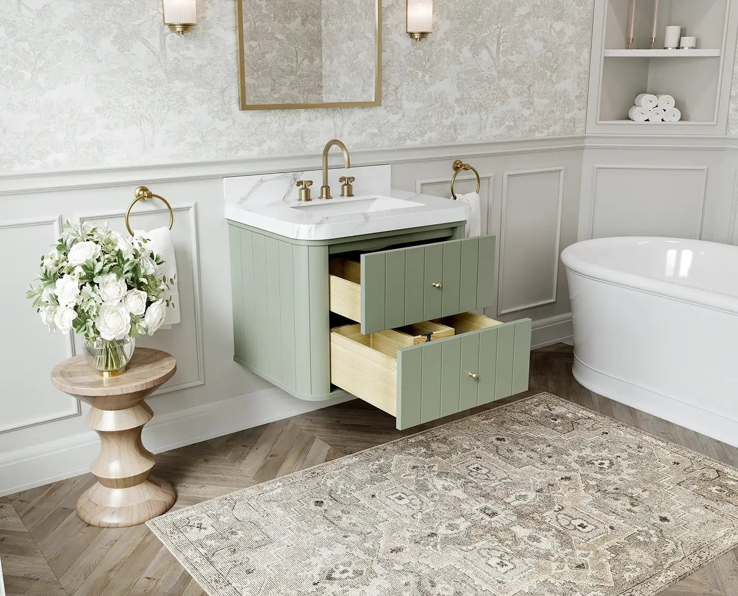 Houston Floating 30 in. W x 22 in. D Single Sink Bathroom Vanity - Willow Bath and Vanity