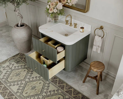 Houston Floating 30 in. W x 22 in. D Single Sink Bathroom Vanity - Willow Bath and Vanity