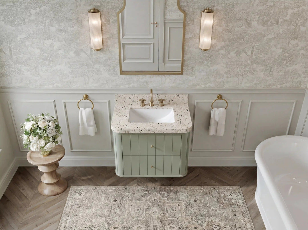 Houston Floating 30 in. W x 22 in. D Single Sink Bathroom Vanity | 
              
                Evergreen
                
                  
             - HOU_FLT_EGN_CARM_30 - photo №10
