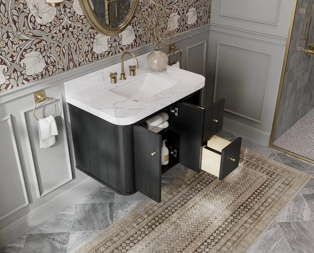 Houston Floating 36 in. W x 22 in. D Center Sink Bathroom Vanity - Willow Bath and Vanity