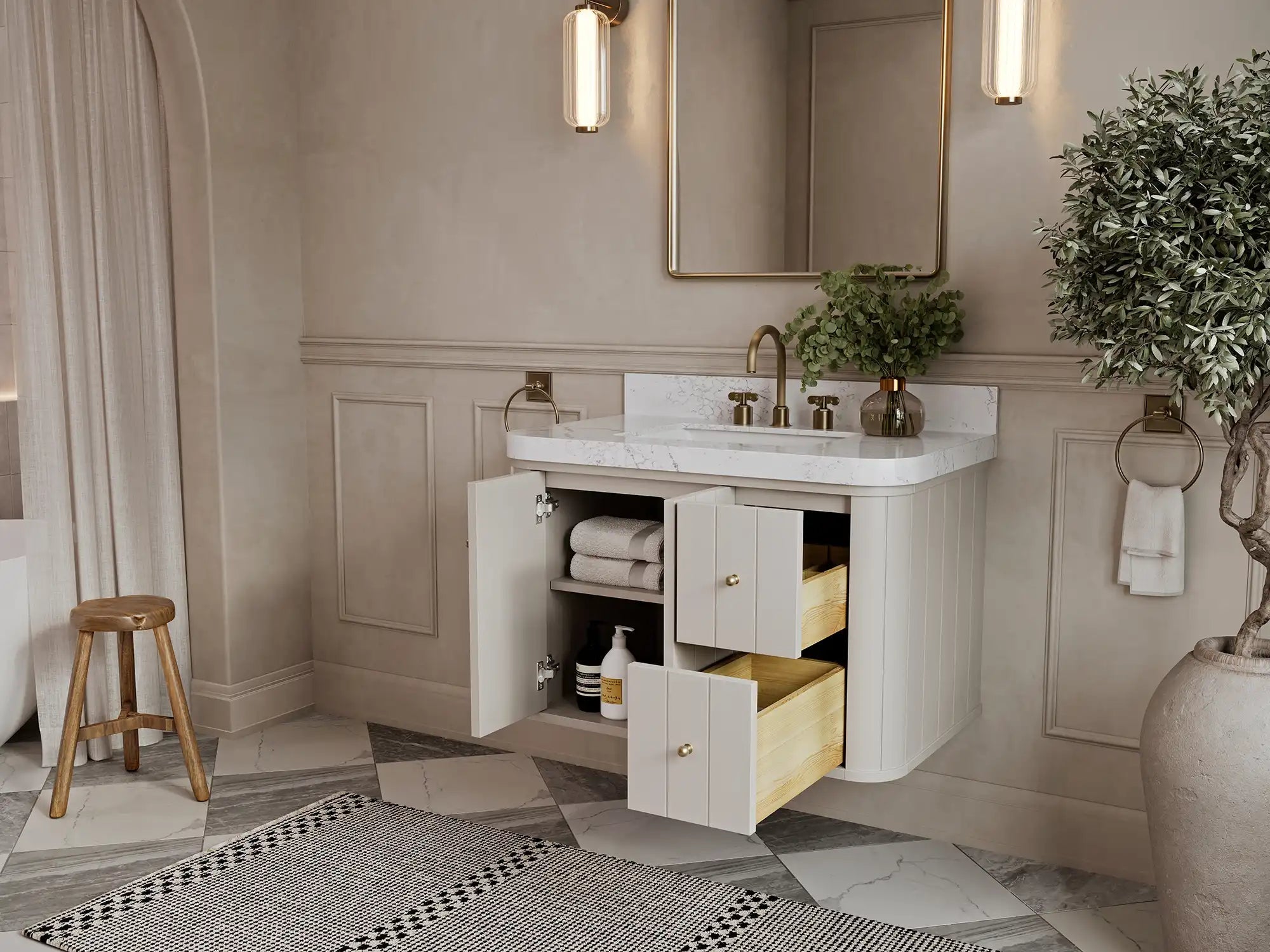 Houston Floating 36 in. W x 22 in. D Center Sink Bathroom Vanity - Willow Bath and Vanity