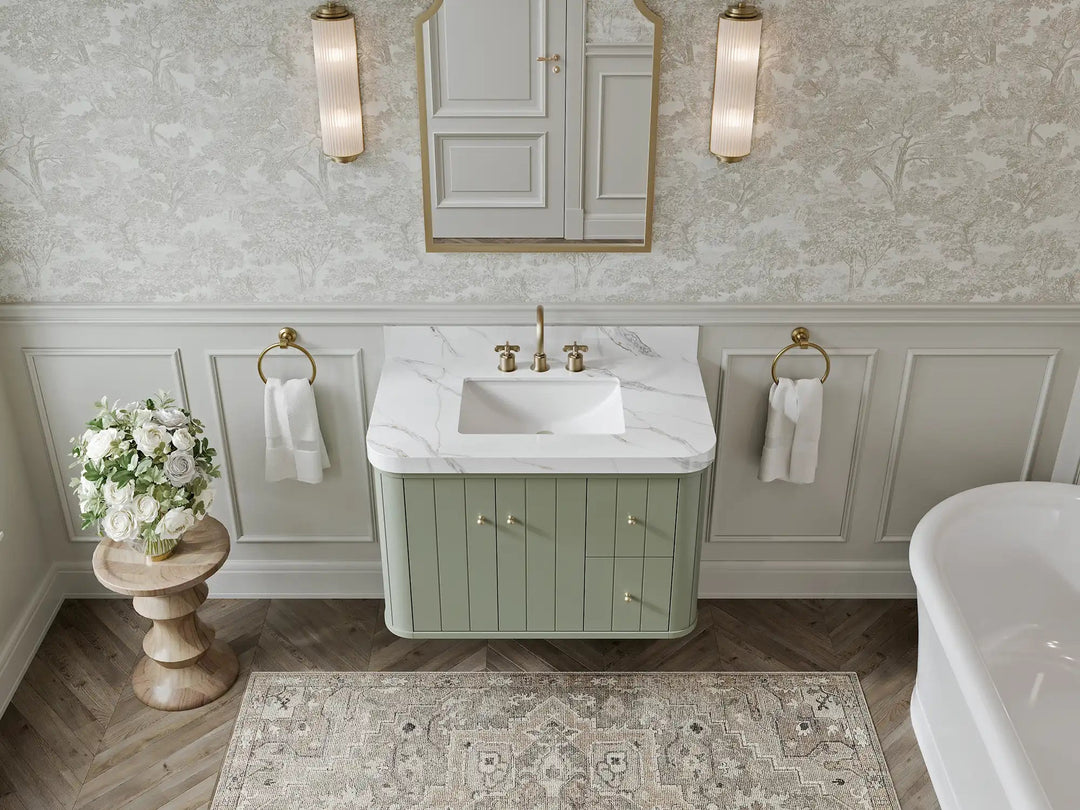 Houston Floating 36 in. W x 22 in. D Center Sink Bathroom Vanity | 
              
                Evergreen
                
                  
             - HOU-FLT-CAB-EGN-35L - photo №6