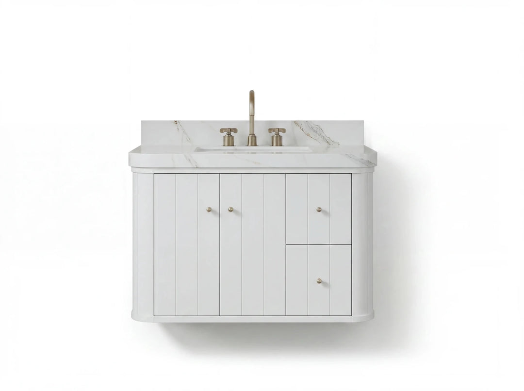 Houston Floating 36 in. W x 22 in. D Center Sink Bathroom Vanity | 
              
                White
                
                  
             - HOU-FLT-CAB-WH-35L - photo №1
