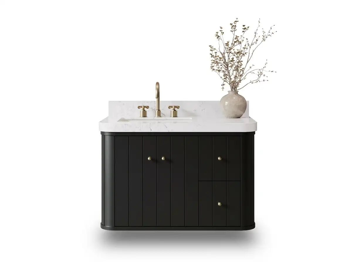 Houston Floating 36 in. W x 22 in. D Left Offset Sink Bathroom Vanity - Willow Bath and Vanity