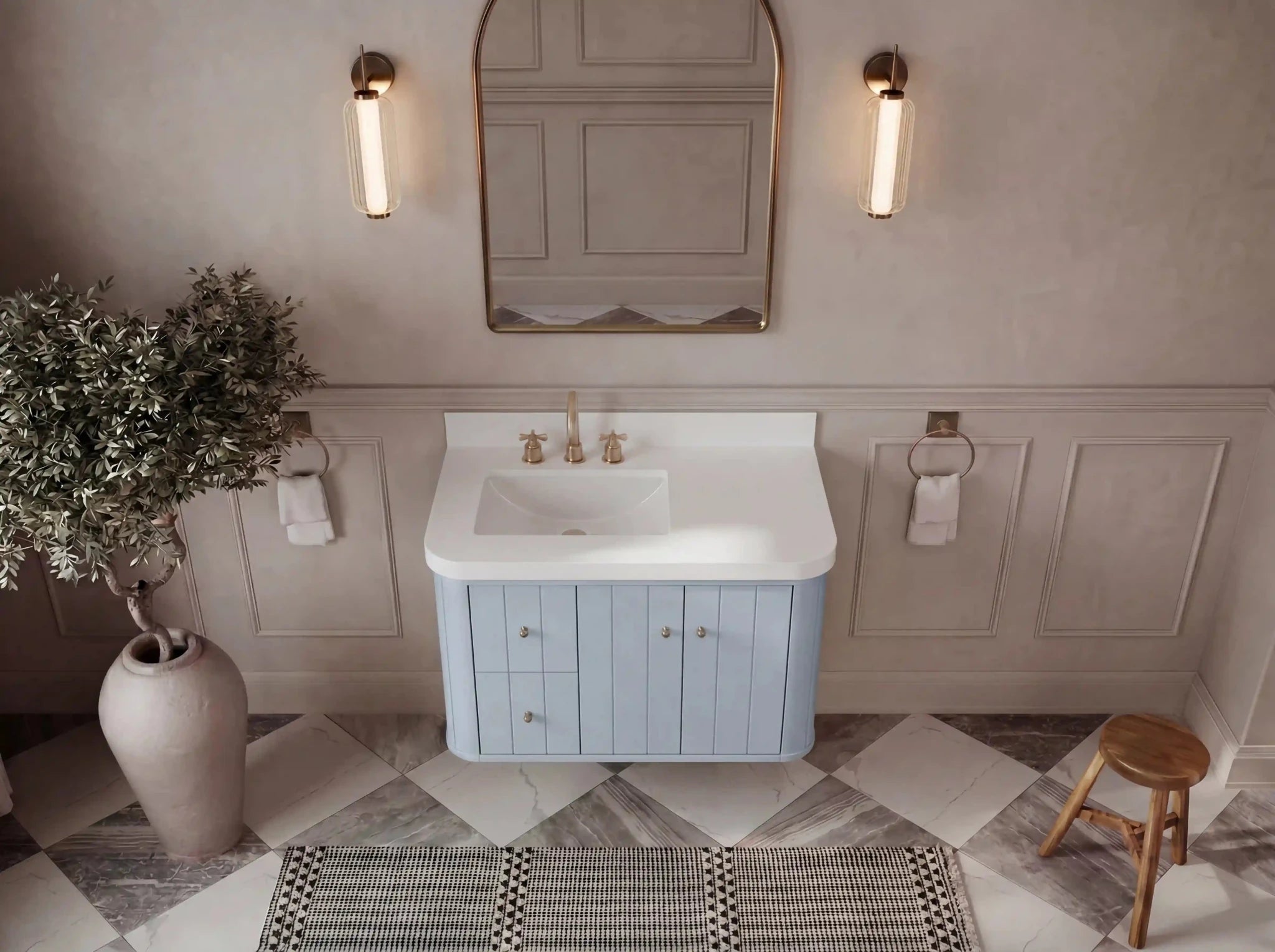 Houston Floating 36 in. W x 22 in. D Left Offset Sink Bathroom Vanity - Willow Bath and Vanity