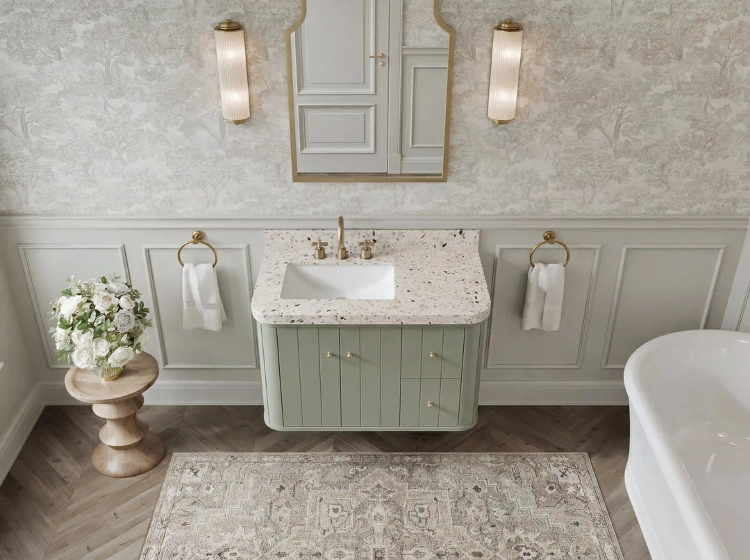Houston Floating 36 in. W x 22 in. D Left Offset Sink Bathroom Vanity | 
              
                Evergreen
                
                  
             - HOU_FLT_EGN_CA_LZ_36L - photo №15