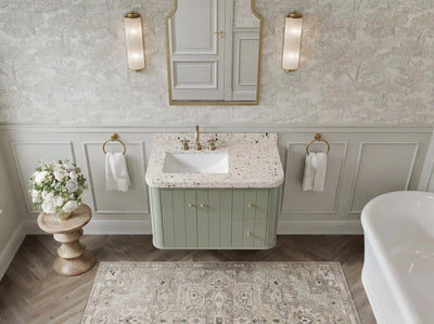 Houston Floating 36 in. W x 22 in. D Left Offset Sink Bathroom Vanity - Willow Bath and Vanity