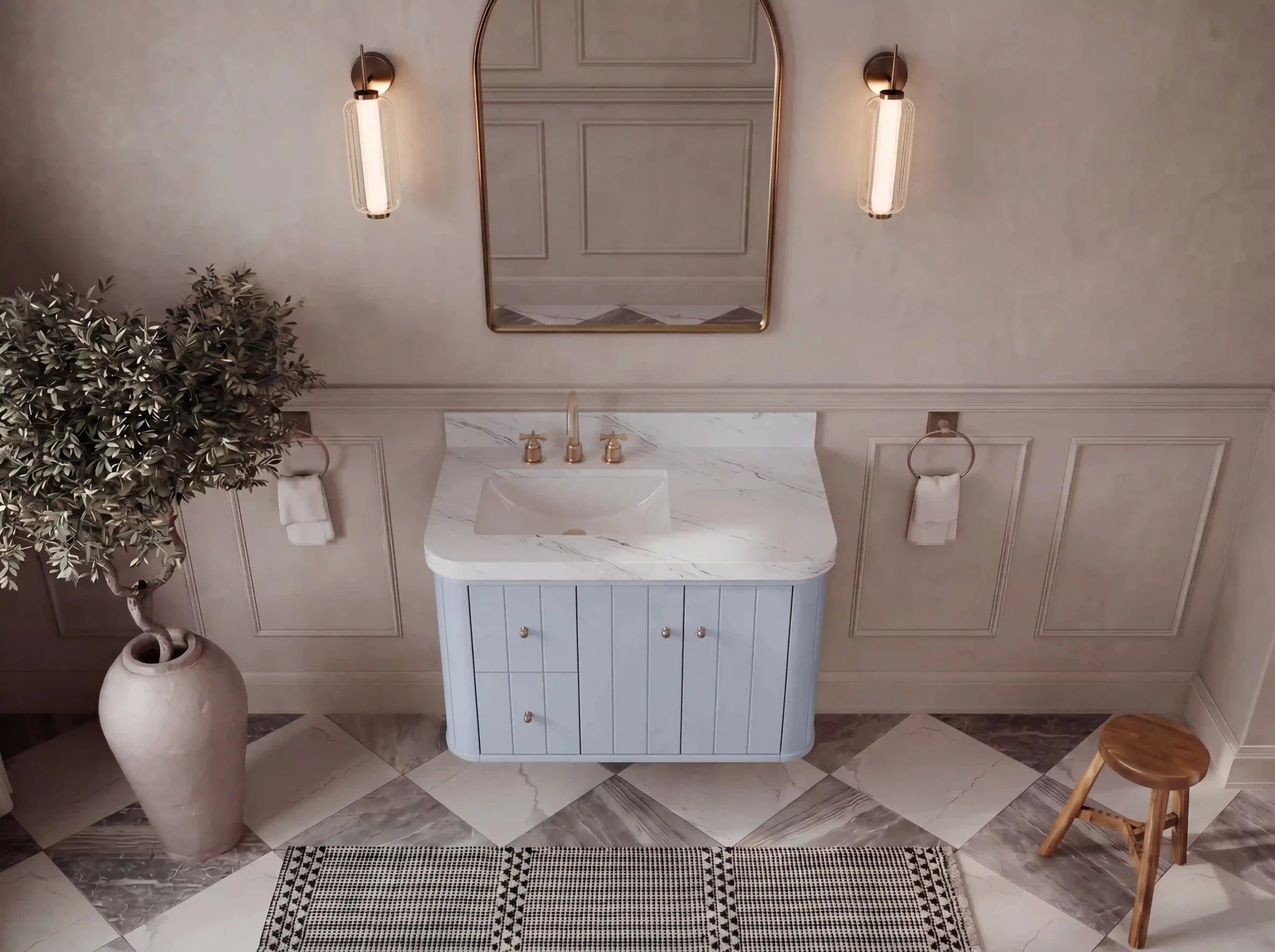 Houston Floating 36 in. W x 22 in. D Left Offset Sink Bathroom Vanity - Willow Bath and Vanity