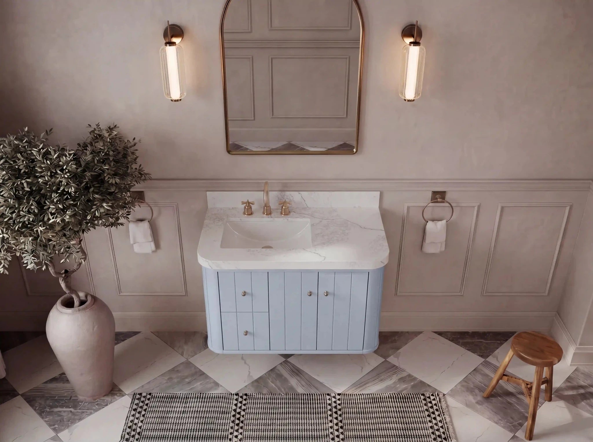 Houston Floating 36 in. W x 22 in. D Left Offset Sink Bathroom Vanity - Willow Bath and Vanity