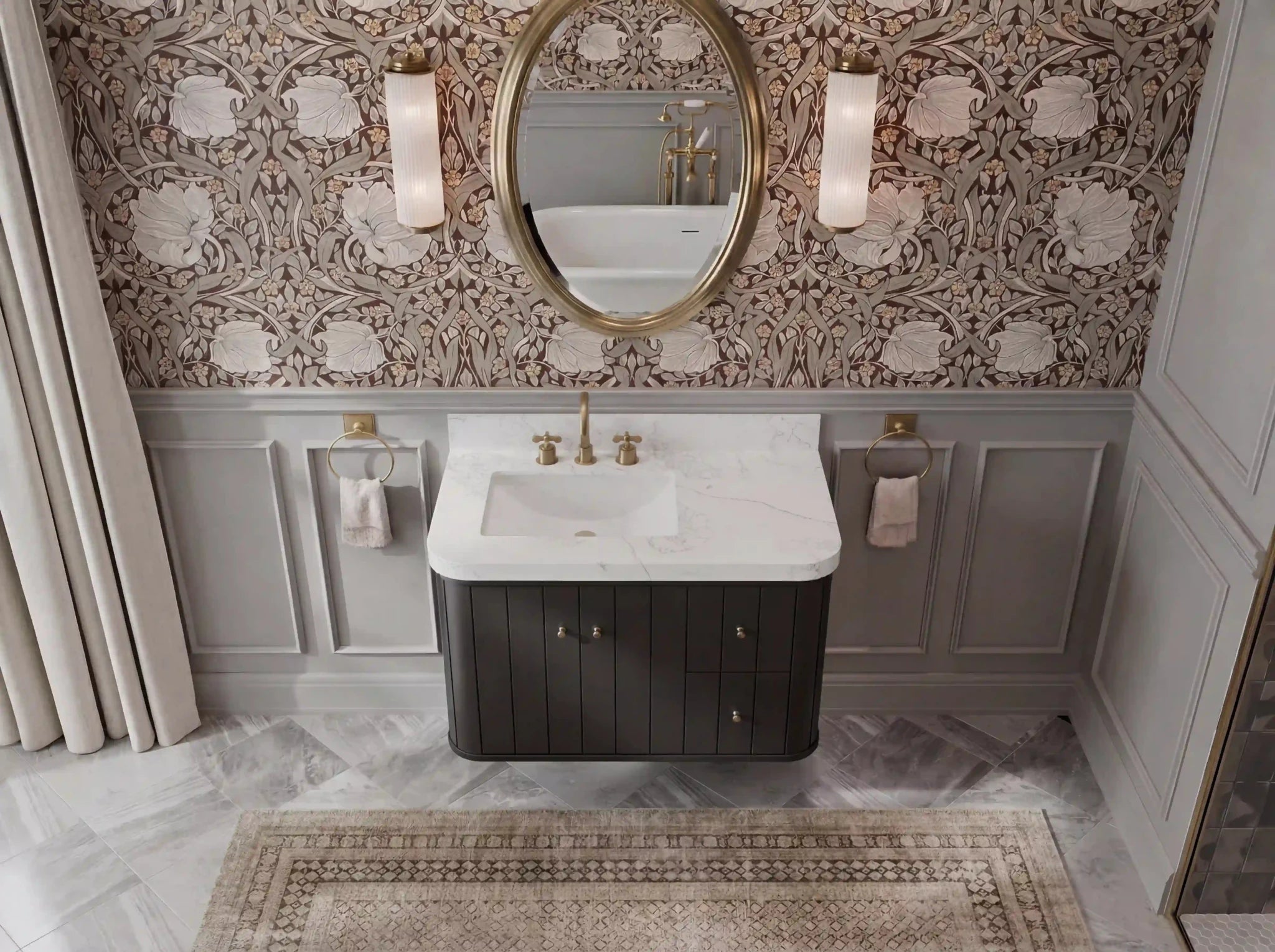 Houston Floating 36 in. W x 22 in. D Left Offset Sink Bathroom Vanity - Willow Bath and Vanity