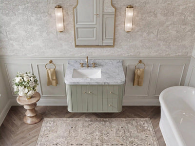 Houston Floating 36 in. W x 22 in. D Left Offset Sink Bathroom Vanity - Willow Bath and Vanity