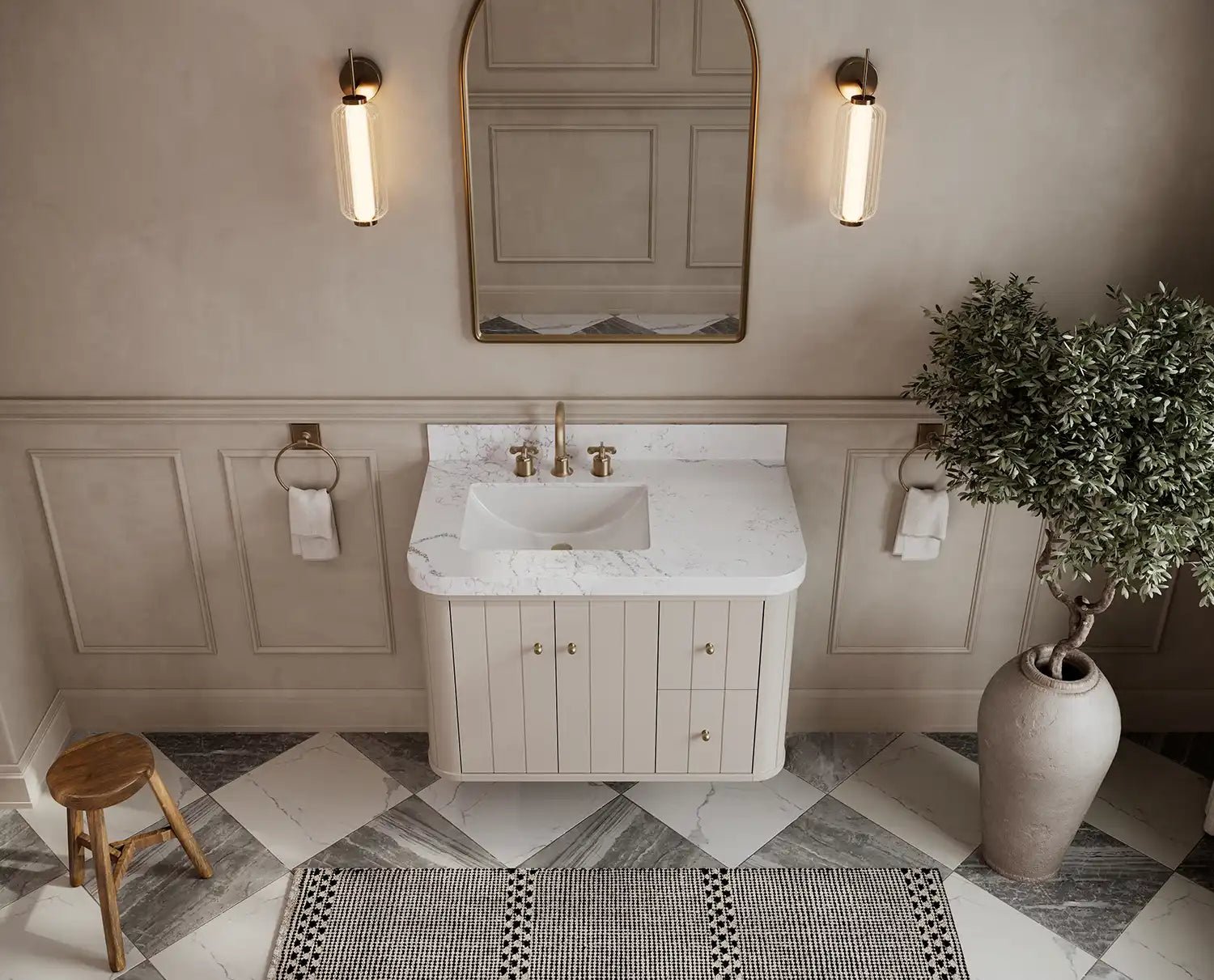 Houston Floating 36 in. W x 22 in. D Left Offset Sink Bathroom Vanity - Willow Bath and Vanity