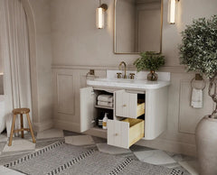 Houston Floating 36 in. W x 22 in. D Left Offset Sink Bathroom Vanity - photo 3