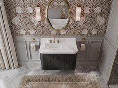 Houston Floating 36 in. W x 22 in. D Left Offset Sink Bathroom Vanity - photo 9
