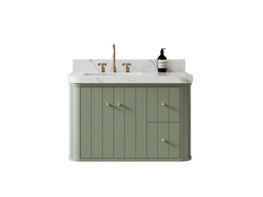 Houston Floating 36 in. W x 22 in. D Left Offset Sink Bathroom Vanity - photo 1