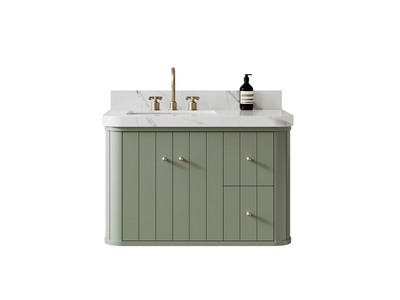 Houston Floating 36 in. W x 22 in. D Left Offset Sink Bathroom Vanity - Willow Bath and Vanity