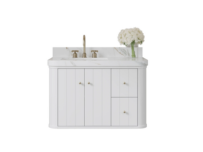 Houston Floating 36 in. W x 22 in. D Left Offset Sink Bathroom Vanity - Willow Bath and Vanity