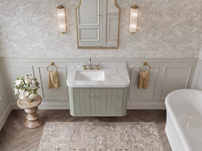 Houston Floating 36 in. W x 22 in. D Left Offset Sink Bathroom Vanity - Willow Bath and Vanity
