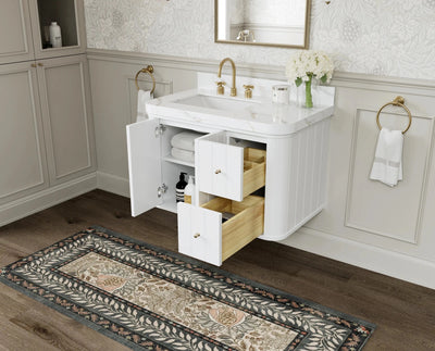 Houston Floating 36 in. W x 22 in. D Left Offset Sink Bathroom Vanity - Willow Bath and Vanity