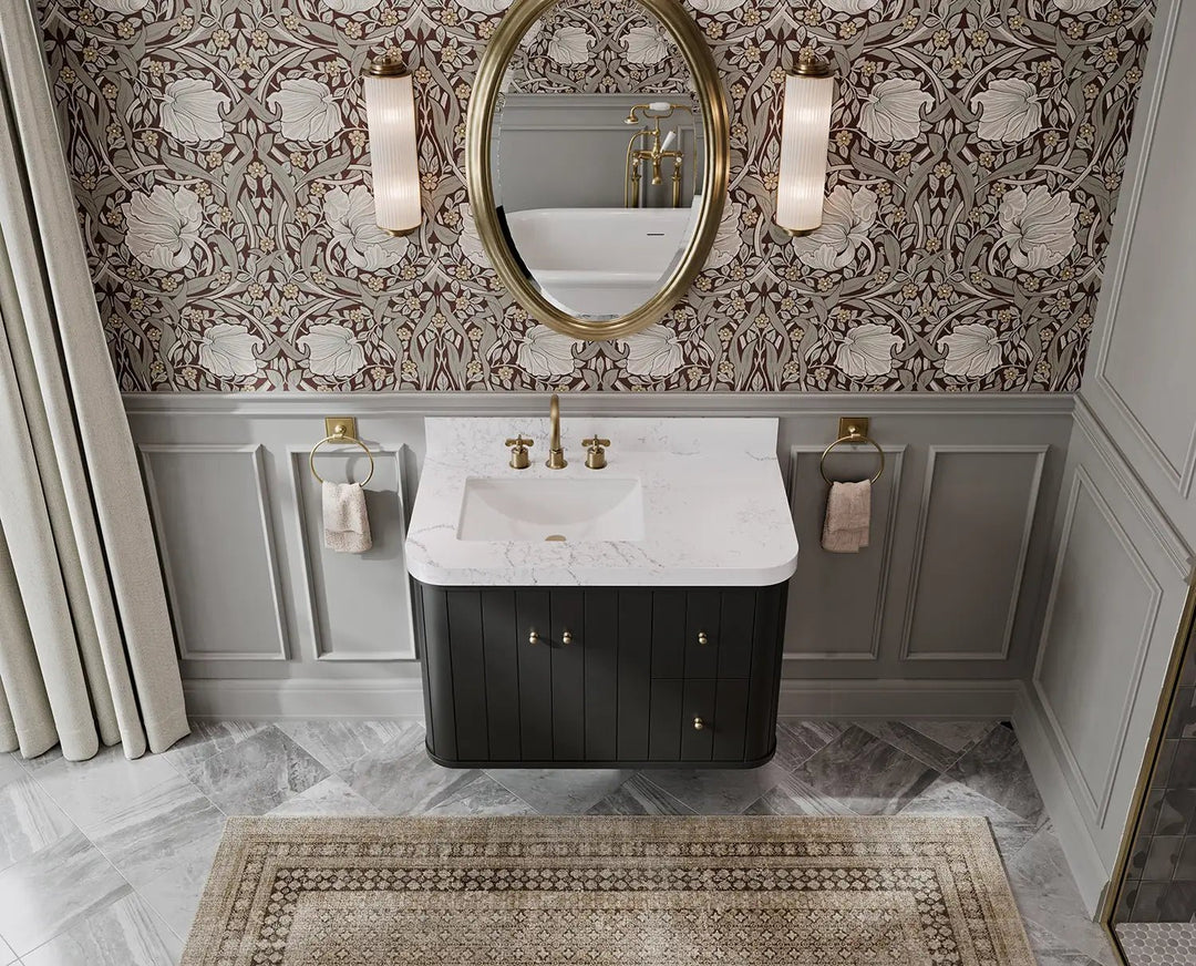 Houston Floating 36 in. W x 22 in. D Left Offset Sink Bathroom Vanity - Willow Bath and Vanity