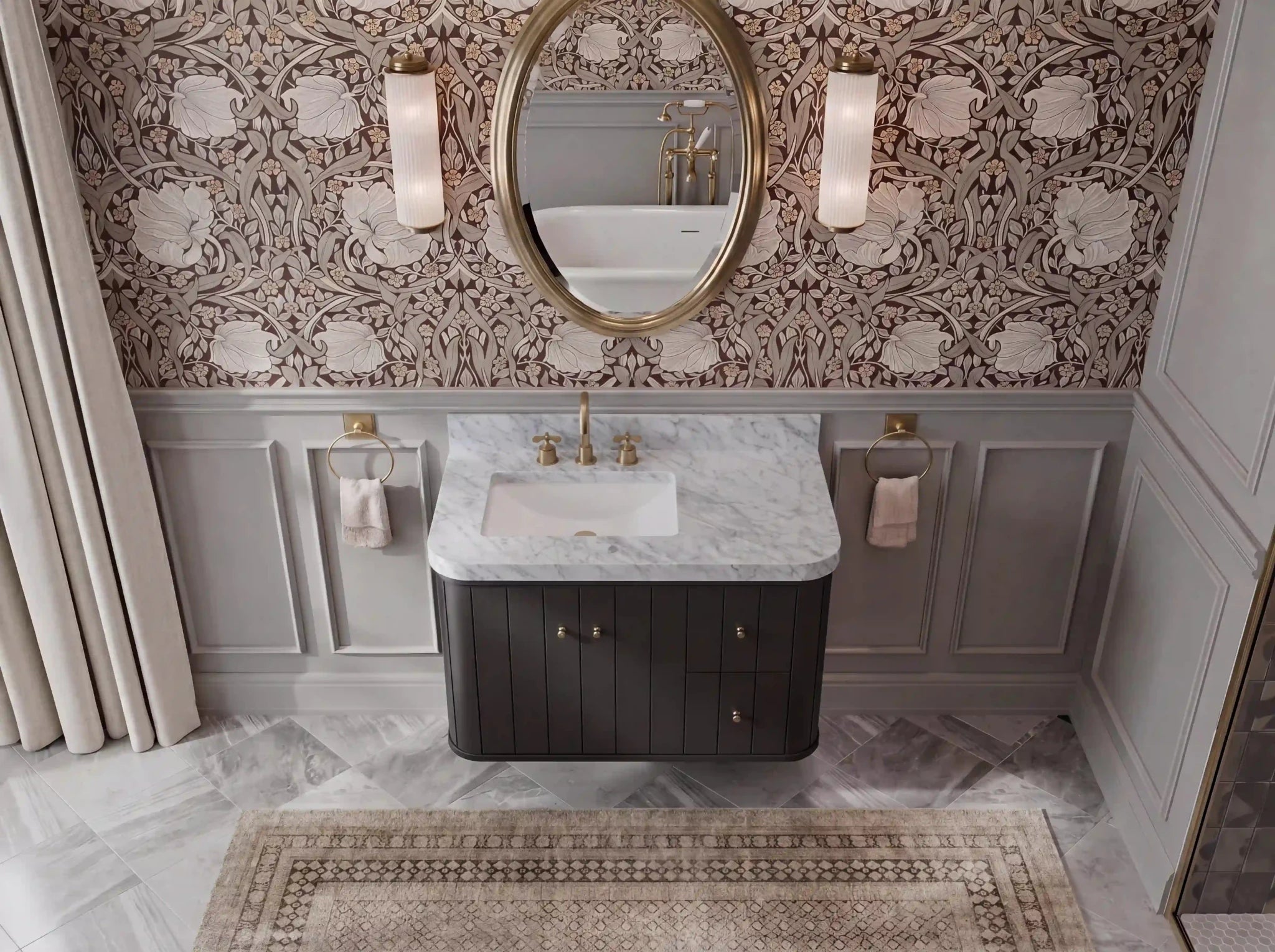 Houston Floating 36 in. W x 22 in. D Left Offset Sink Bathroom Vanity - Willow Bath and Vanity