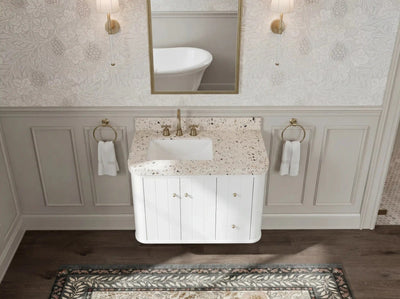 Houston Floating 36 in. W x 22 in. D Left Offset Sink Bathroom Vanity - Willow Bath and Vanity
