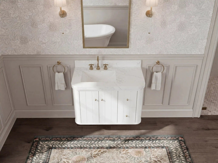 Houston Floating 36 in. W x 22 in. D Left Offset Sink Bathroom Vanity - photo 12