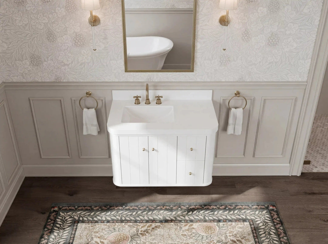 Houston Floating 36 in. W x 22 in. D Left Offset Sink Bathroom Vanity | 
              
                White
                
                  
             - HOU_FLT_WH_CA_LZ_36L - photo №16