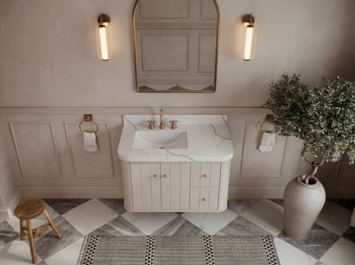 Houston Floating 36 in. W x 22 in. D Left Offset Sink Bathroom Vanity - Willow Bath and Vanity