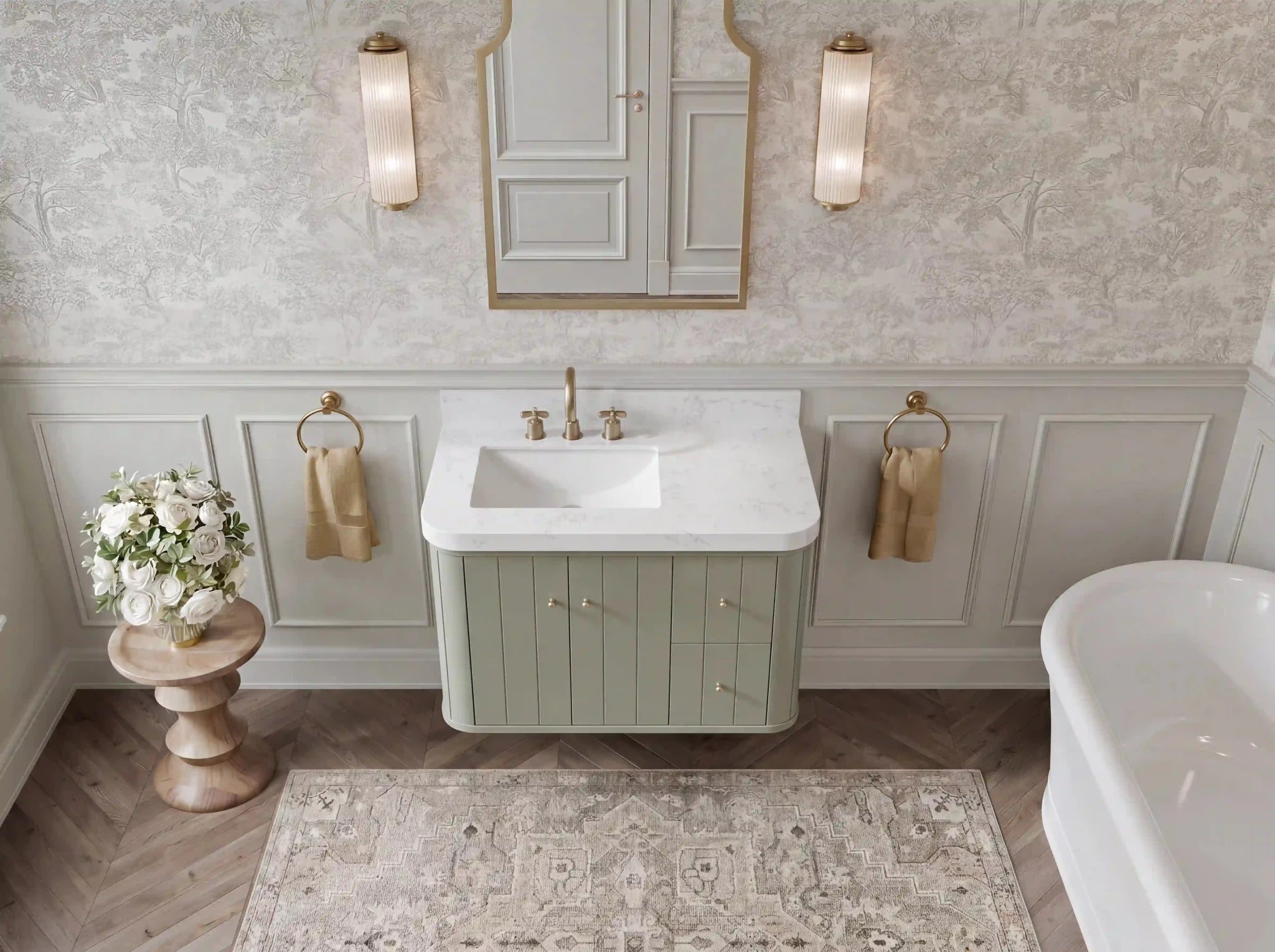 Houston Floating 36 in. W x 22 in. D Left Offset Sink Bathroom Vanity - Willow Bath and Vanity