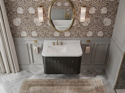 Houston Floating 36 in. W x 22 in. D Left Offset Sink Bathroom Vanity - Willow Bath and Vanity